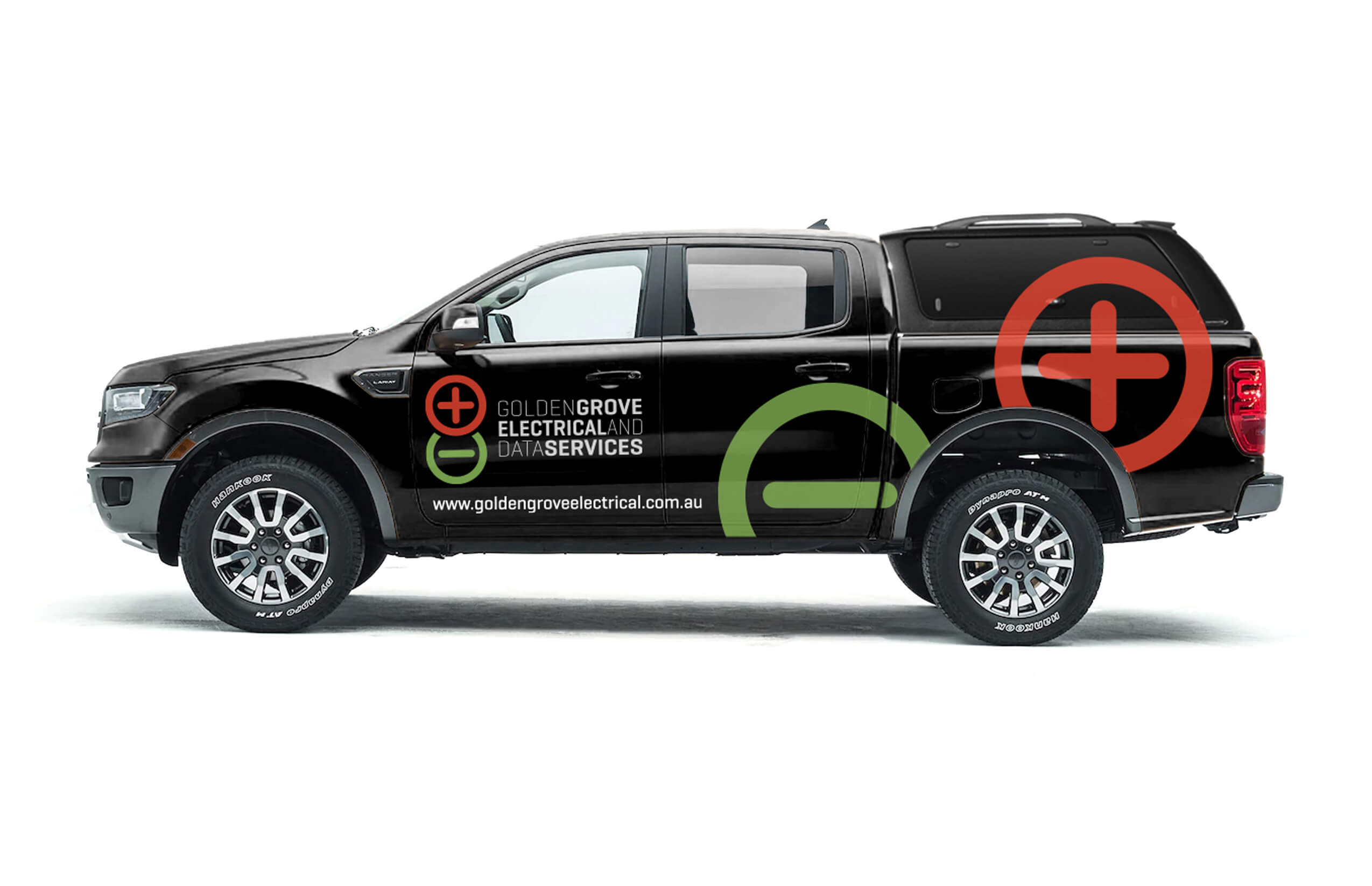 Icon Web Design Adelaide. Image of the Golden Grove Electrical & Data Services work ute with their logo over it.