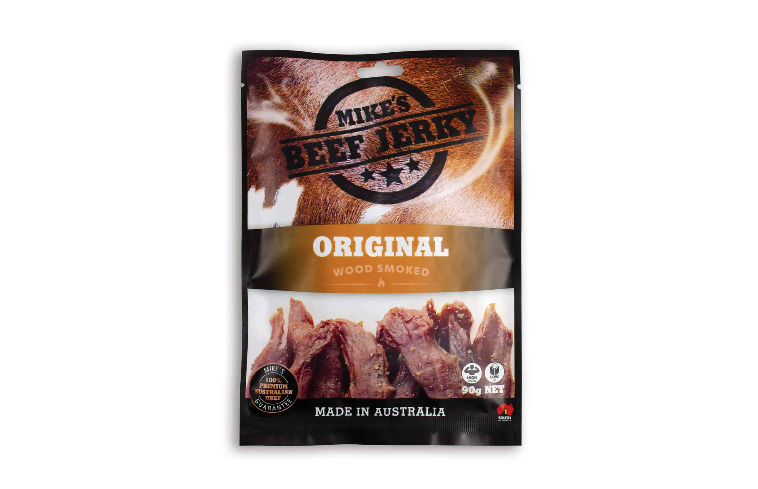 Icon Web Design Adelaide. Image of Mike's Beef Jerky Original pack.