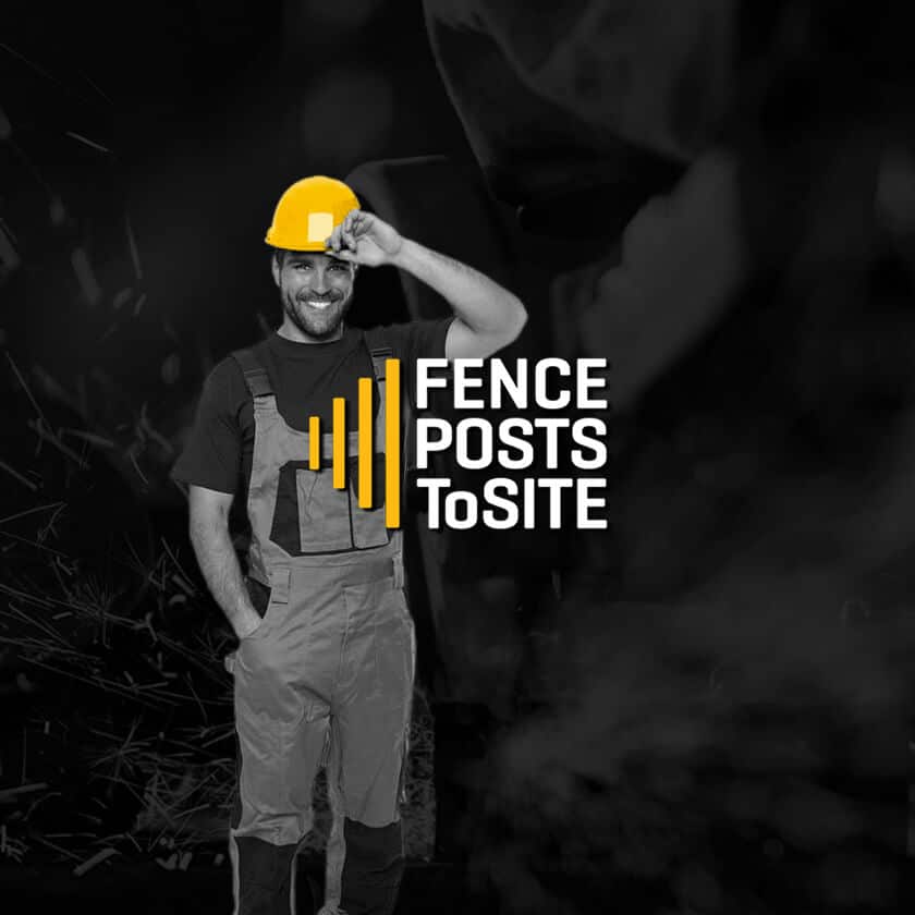 Icon Web Design Adelaide. An dark image of a tradie with a yellow hard hat for Fence Posts to Site company