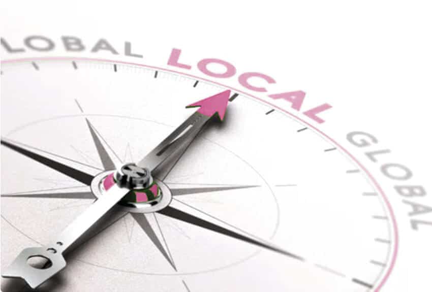 Icon Web Design Adelaide - photo of a compass pointing to the word 'local'.