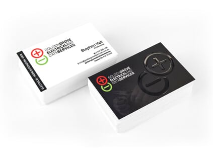 Icon Graphic Design Adelaide, photo of Golden Grove Electrical's business cards they designed.